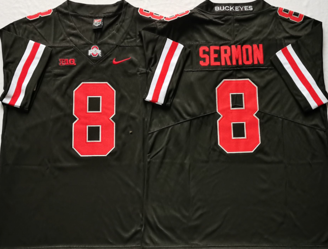 Men's Ohio State Buckeyes Trey Sermon #8 Black Jersey